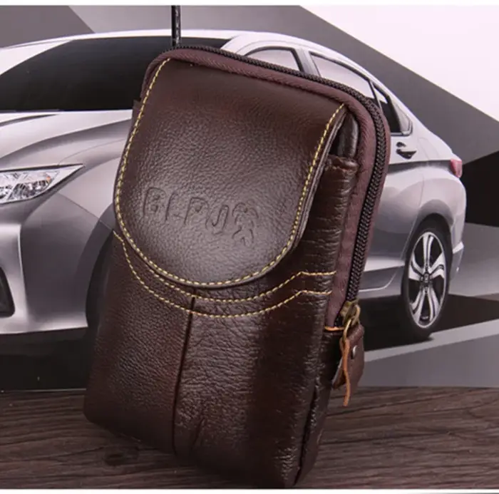 Poudres de téléphone en cuir pour hommes, ceinture, sac de taille, petite poche universelle, portefe