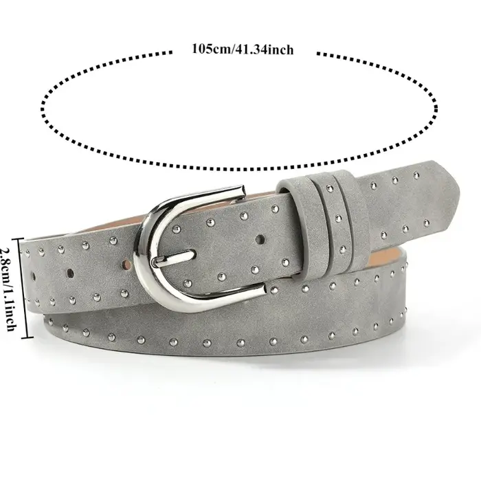 Ceinture élégante en daim cloutée avec boucle