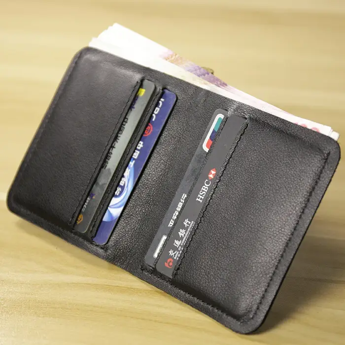 Portefeuille en cuir véritable pour hommes, décontracté, design de luxe, court, porte-cartes mince, sac d'argent solide, marque célèbre, portefeuille minimaliste fin