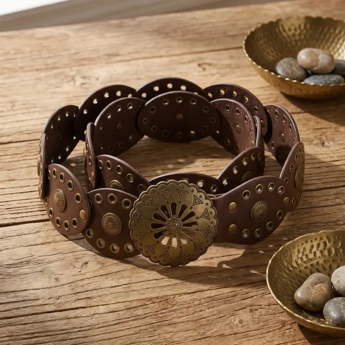 Ceinture large en métal ajouré de style western rétro pour femme