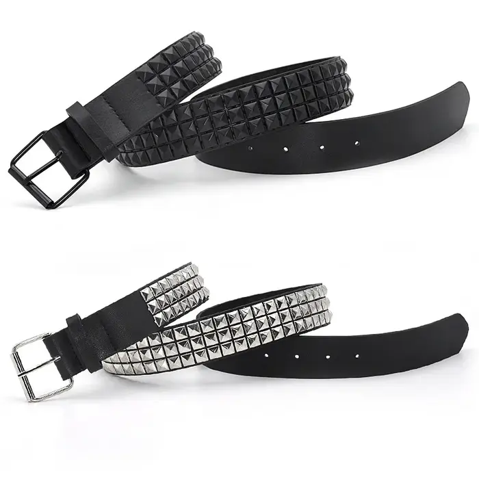 Ceinture en cuir cloutée GAOKE Pyramid Rivet pour hommes et femmes