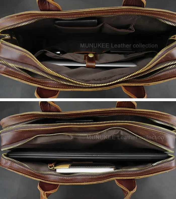 Porte-documents de luxe en cuir véritable pour hommes