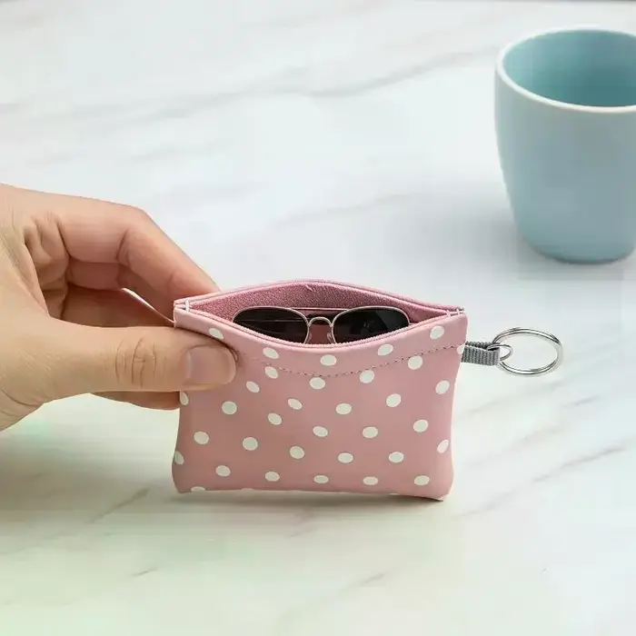 Porte-monnaie en cuir PU à pois