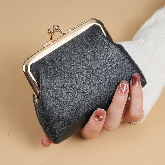 Porte-monnaie rétro pour femmes, court, avec boucle, couleur bonbon, porte-monnaie, porte-monnaie, n