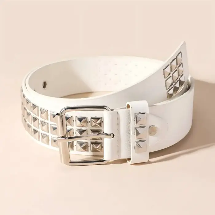 Nouvelle ceinture de style vintage avec perles carrées et rivets