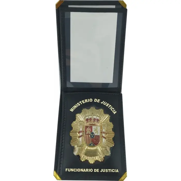 Porte-monnaie, badge officiel de justice en peau de vache, badges métalliques inclus, cartes, notes 