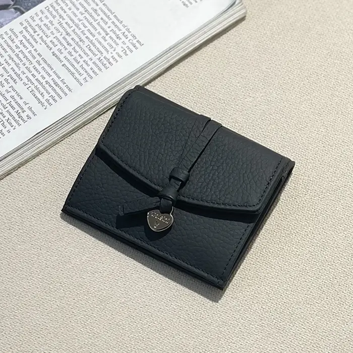 Portefeuille en cuir véritable pour femme, personnalisé avec nom, élégant, porte-monnaie et cartes, avec initiales personnalisées et cœur