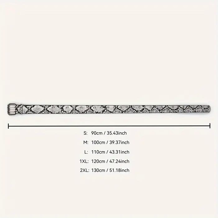 Ceinture en cuir PU à motif python noir et blanc pour femme