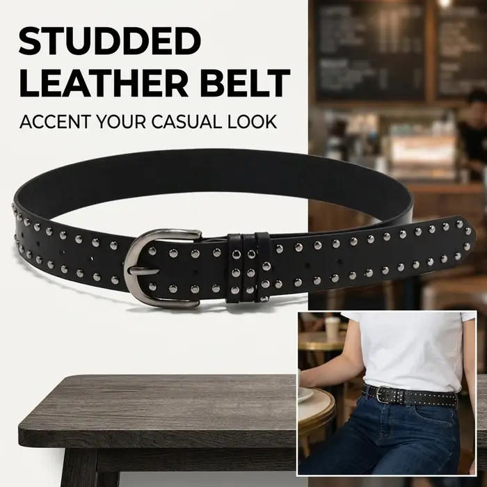 Ceinture en cuir noir et blanc de style punk pour femmes