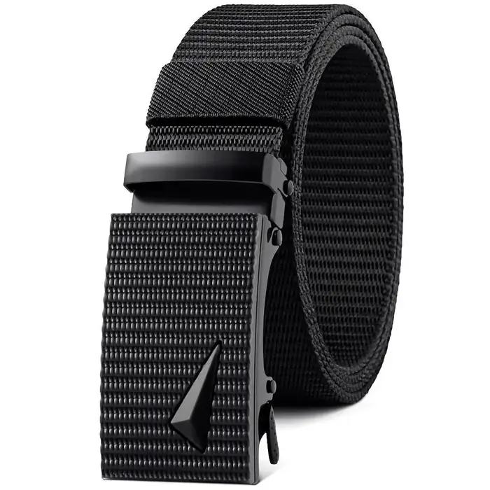 Ceinture de mode coréenne pour hommes, ceinture en toile et nylon de couleur unie avec boucle automatique, ceinture en nylon de qualité supérieure pour l'extérieur et l'entraînement militaire