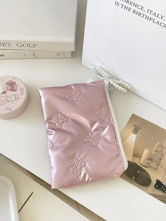 Porte-monnaie à fermeture éclair pour filles, avec ornement d'arc, pochette pour pièces de monnaie d