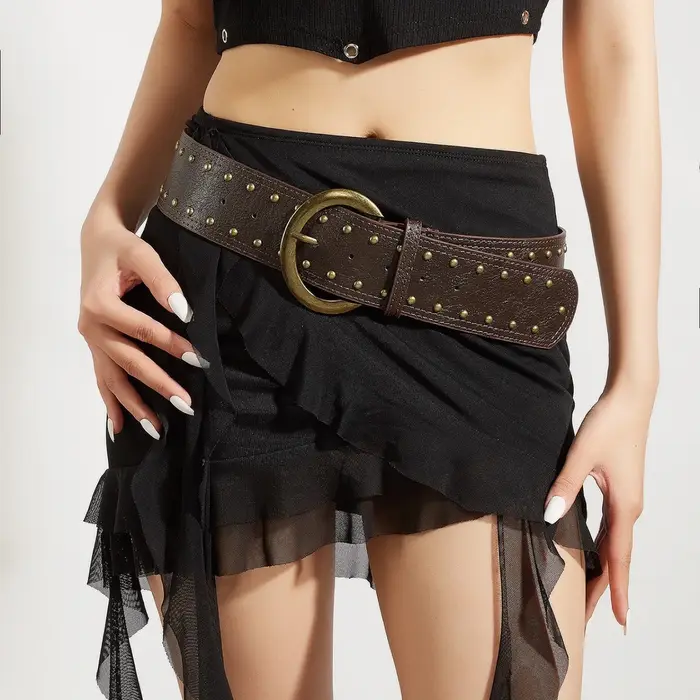 Ceinture large en rivets de style streetwear américain pour femmes