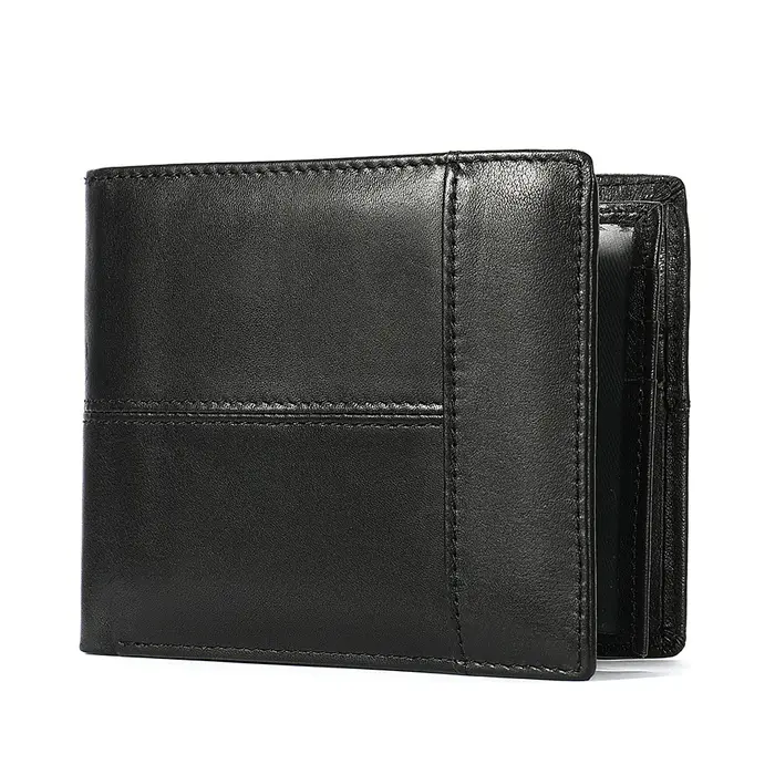 Portefeuille en cuir véritable personnalisé pour homme - style court - portefeuille horizontal multi
