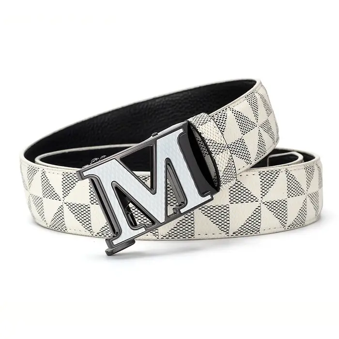 Ceinture en cuir pour hommes avec boucle automatique en métal