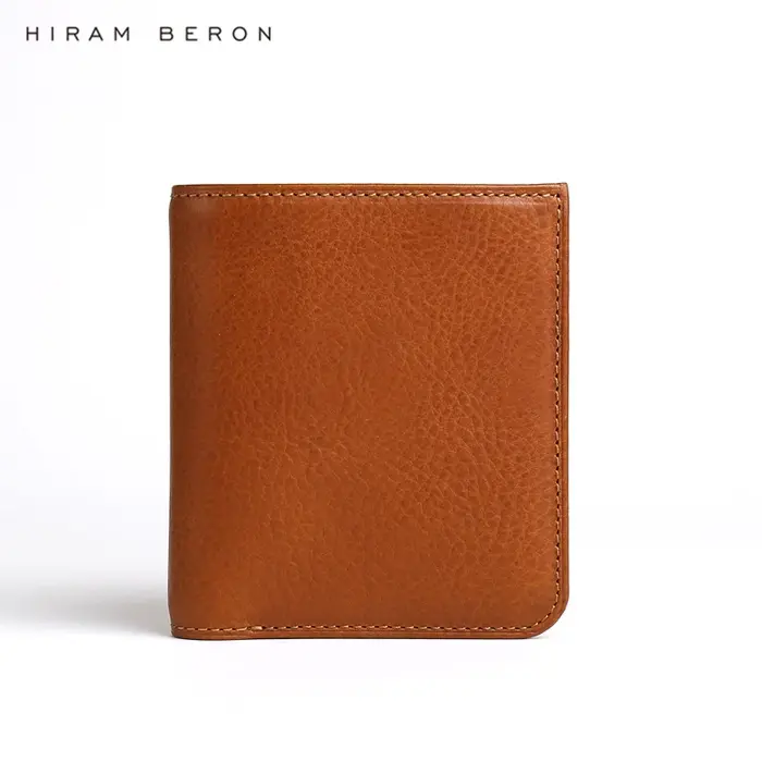 Hiram Beron-Portefeuille en cuir avec nom personnalisé gratuit pour homme, sac à main pour homme, porte-cartes de crédit, blocage RFID, cadeau pour les vacances, livraison directe