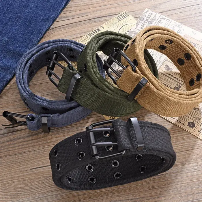 Ceinture pour hommes Double rangée boucle d'aiguille en métal