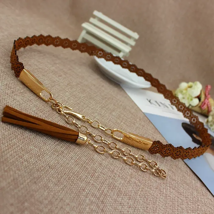 Ceintures élégantes pour femmes, chaîne en métal, corde de taille, pompon, solide, ceinture de fête, robe fine, décoration, cadeau, nouvelle collection