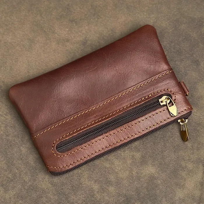 Porte-monnaie en cuir véritable pour hommes et femmes