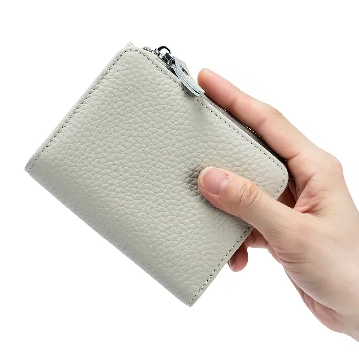 Portefeuille court en cuir véritable pour hommes et femmes