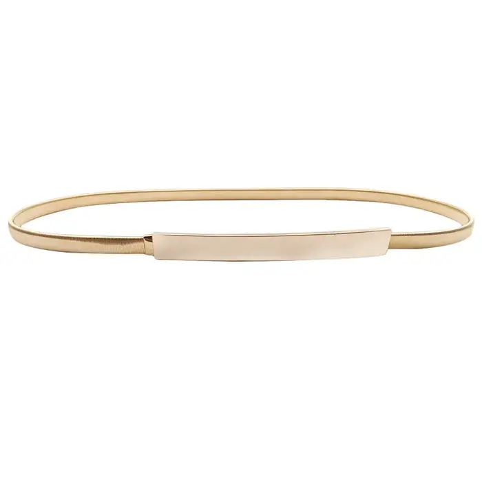 Ceintures élastiques en chaîne dorée pour femmes, taille en métal argenté, feuille extensible, ceint