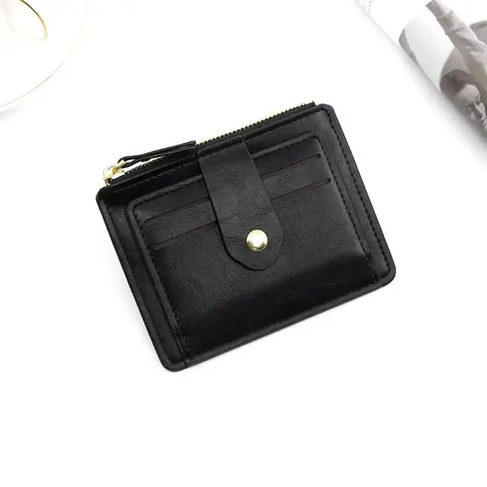 Portefeuille en cuir mince avec poche à monnaie pour hommes et femmes