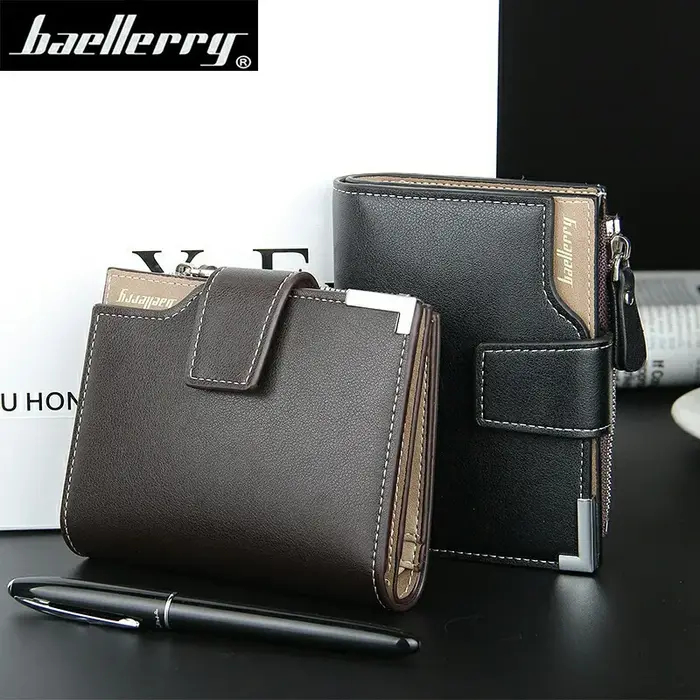Baellerry court luxe hommes portefeuilles fermeture éclair monnaie poche porte-carte homme portefeuille pochette