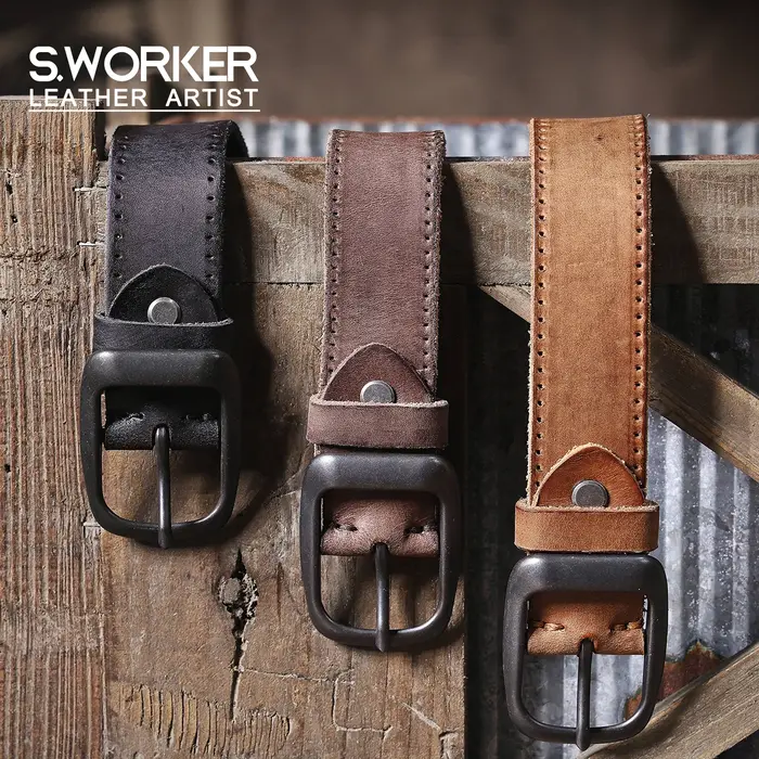 Ceinture en cuir véritable pour homme