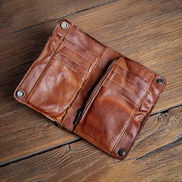 GURO haute qualité hommes portefeuille en cuir véritable Vintage à deux volets pince à billets porte-carte de crédit Design de luxe avec fermeture éclair poche à monnaie