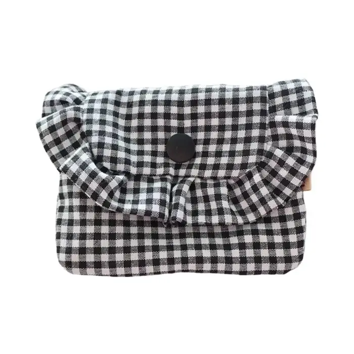 Porte-monnaie à carreaux mignon pour femmes, sac de rangement portable pour argent liquide, cartes,