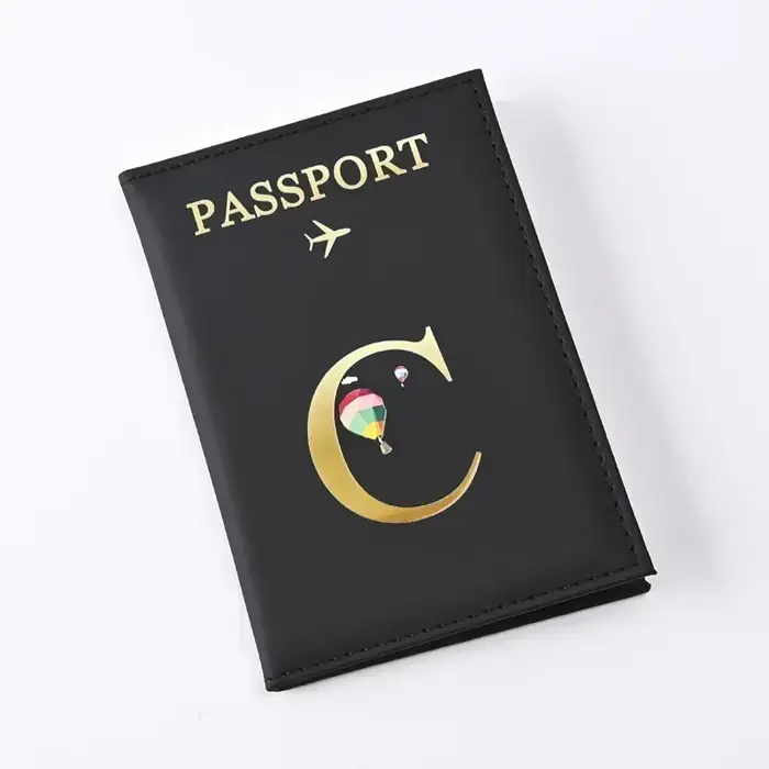 Couverture de passeport en cuir avec lettres imprimées pour hommes et femmes