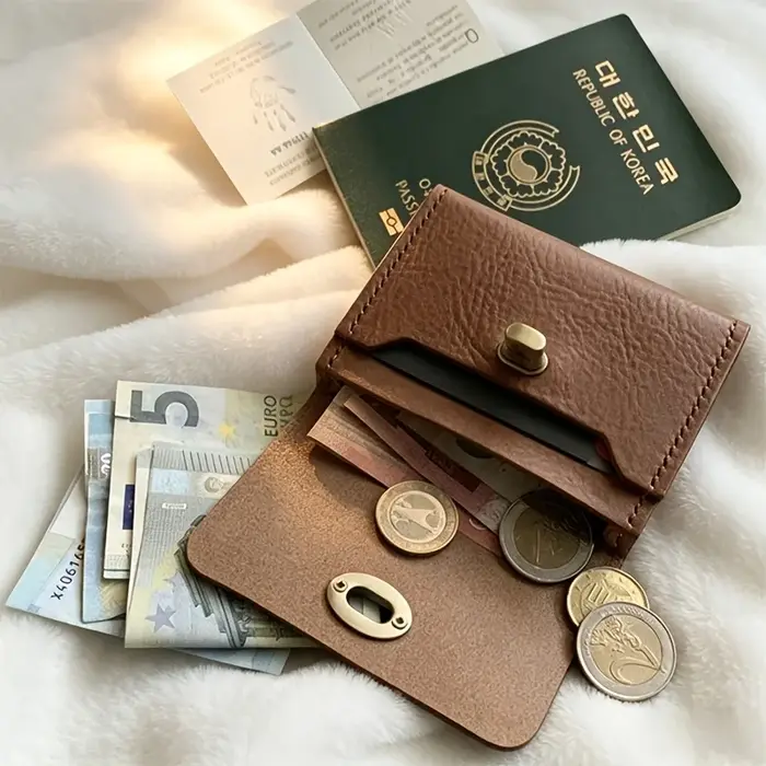 Porte-cartes et porte-monnaie mini rétro en cuir PU WERLLANDS avec fermoir rotatif multicolore
