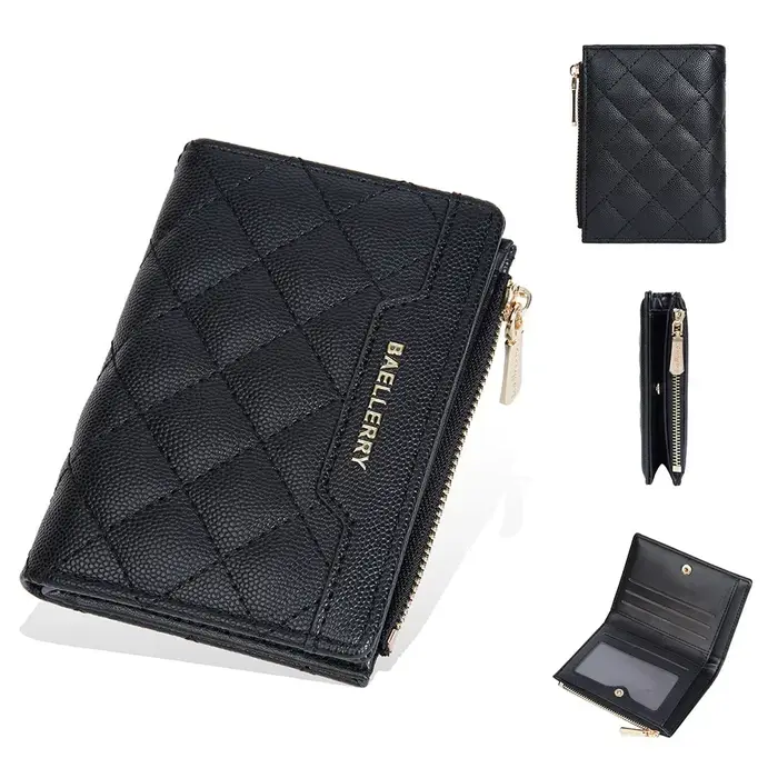 Mode portefeuille sac à main court femmes portefeuille Baellerry croix portefeuille matelassé Multi 