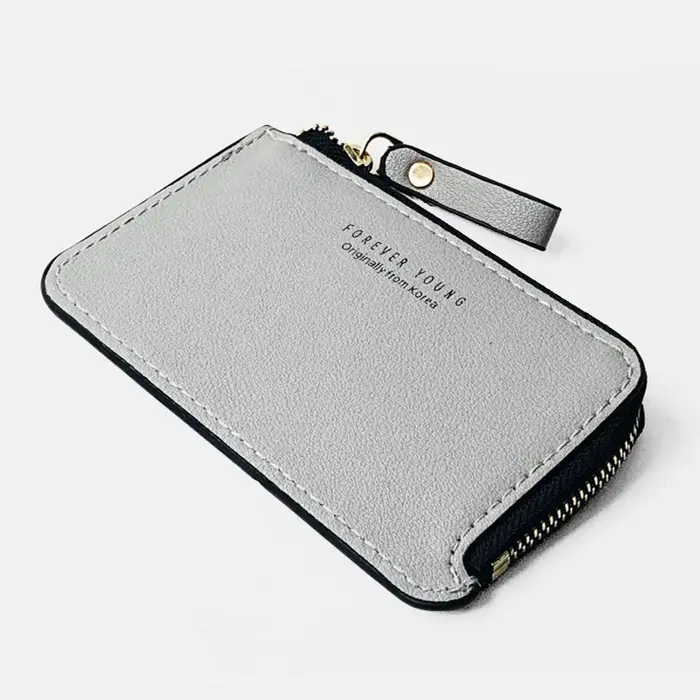Portefeuille en cuir mince pour hommes – Petit porte-carte de crédit avec porte-monnaie à fermeture 