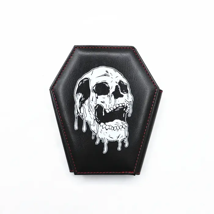 Portefeuille en forme de cercueil de crâne hurlant, pochette à motif d'halloween, porte-monnaie tend