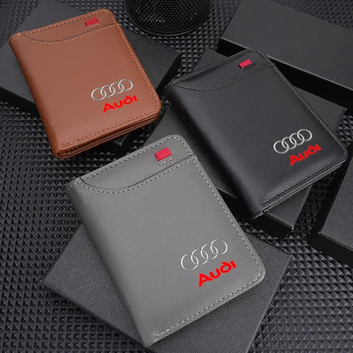 Portefeuille en cuir pour hommes avec logo de voiture