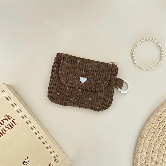 Porte-monnaie en velours côtelé, portefeuille pour femme, porte-cartes à fermeture éclair, pochette pour cartes bancaires et d'identité, trousse à maquillage pour rouge à lèvres