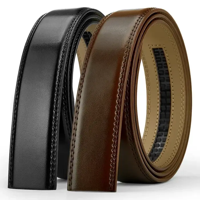 Ceinture sans boucle en cuir véritable pour hommes - 3