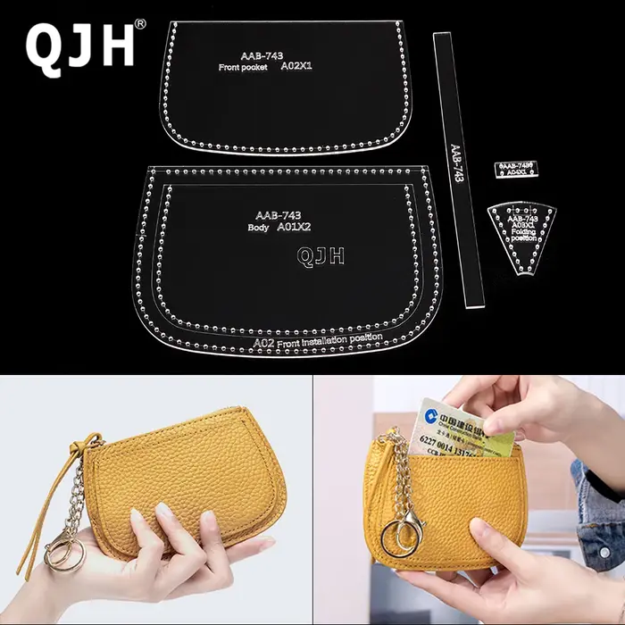QJH 1 ensemble de Mini porte-monnaie en cuir