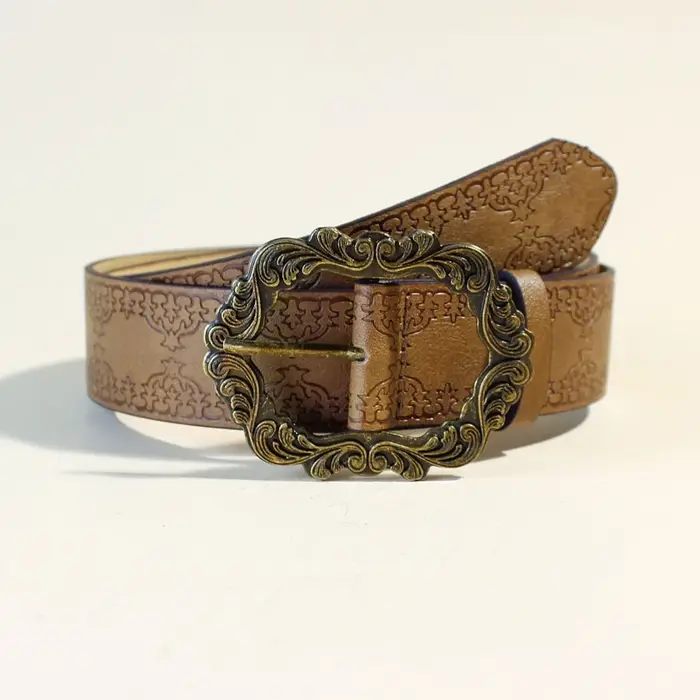 Ceinture vintage marron gaufrée style Hot Girl