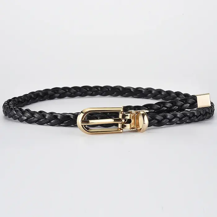 Ceinture fine tressée en cuir PU pour femmes, 0.8x110cm, robe, chemise, pantalon, ceintures décorati