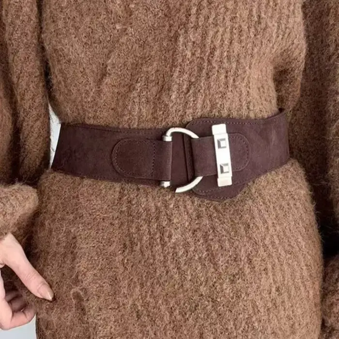 Ceinture large en daim pour femmes