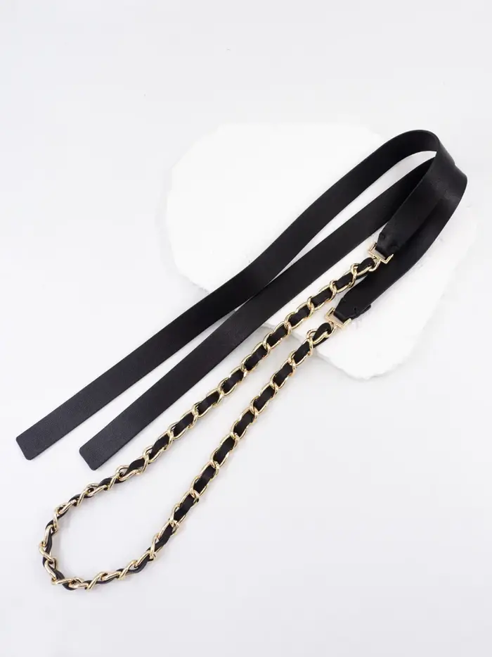 Ceinture fine nouée en cuir de mouton souple