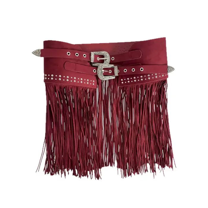 Ceinture de cowboy occidentale rétro bohème à franges, style hippie, large ceinture de taille, accessoire de mode décontracté pour diverses occasions