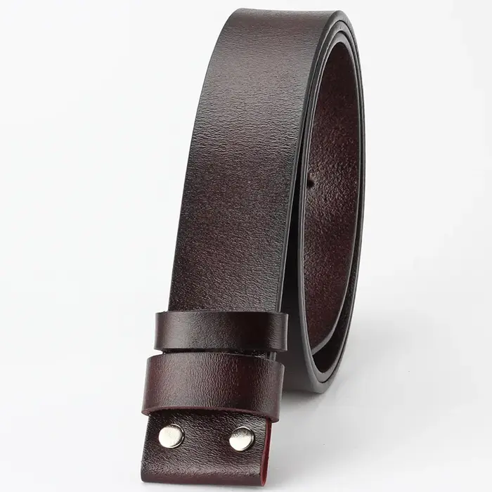 Ceinture en cuir de vache véritable pour homme sans boucle, accessoires de ceinture DIY, ceintures de haute qualité