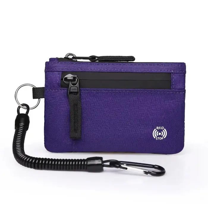 Rfid porte-carte de crédit hommes portefeuilles de luxe en Nylon mince portefeuille fermeture éclair