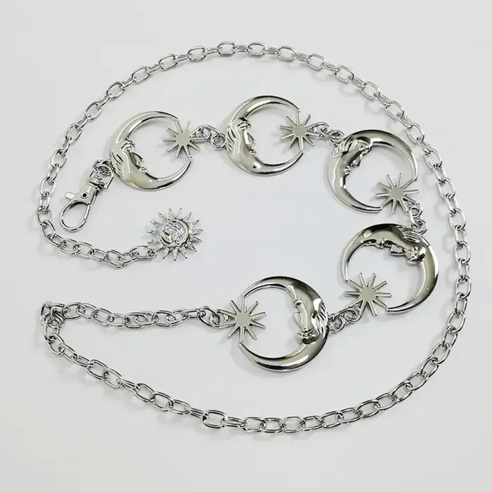 Femmes ceinture rétro or chaîne ceinture femme taille lune soleil métal ceintures pour femmes Punk r