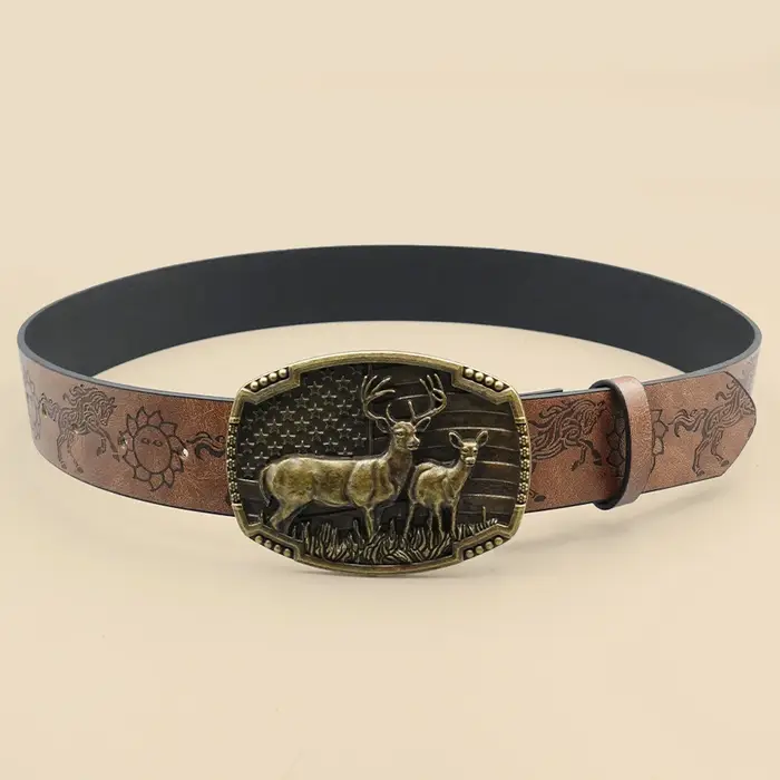 Ceinture Western Cowboy Street Style – Motif Animal sculpté