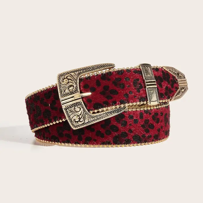 Ceinture pour femme à imprimé léopard rétro américain, style Instagram, tendance, style coréen, haut