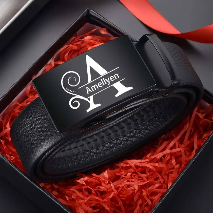 Ceinture pour hommes avec lettre de nom gravée personnalisée