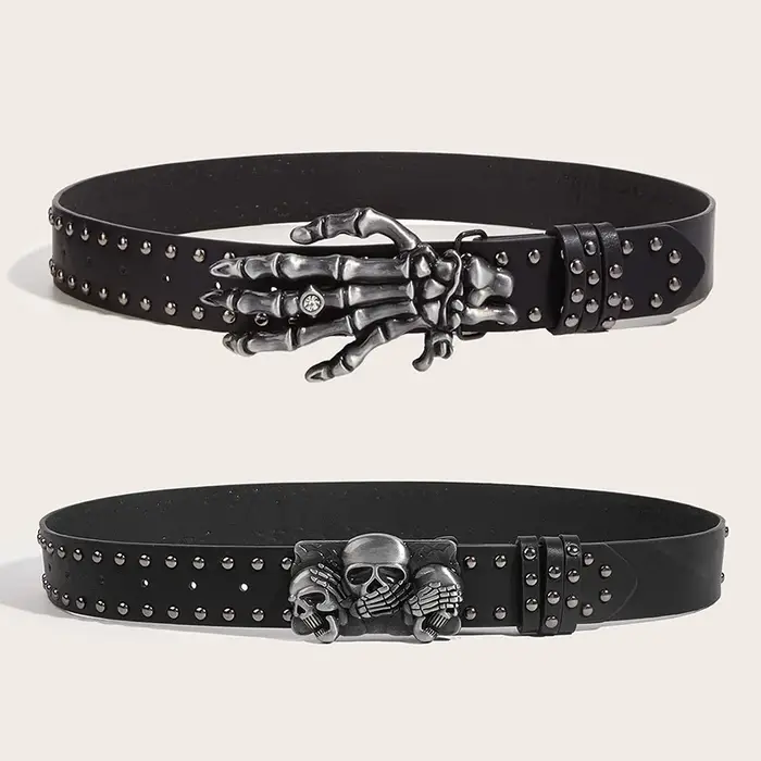Desinger ceintures pour femmes de haute qualité marque de luxe Punk Goth Rivet noir jean unisexe hommes ceinture patte